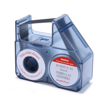 Imagem de NIIMBOT Fita de etiquetagem compatível, fitas de reposição para impressora de etiquetas de transferência térmica B18/N1, impressão clara de longo tempo de armazenamento, até 16 metros, preta