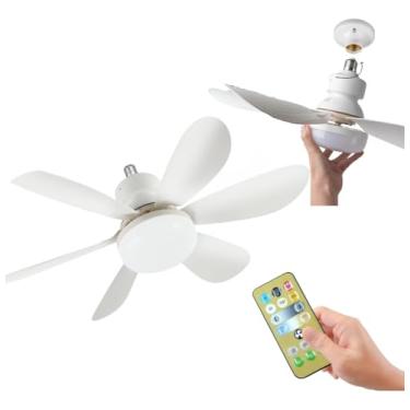 Imagem de Ventilador De Teto LED Controle Remoto Bivolt 110v/220v Padrão Soquete E27 três modos de iluminação seis pás do ventilador três velocidades de modo