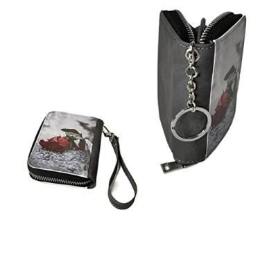 Imagem de Sublimation Small Coin purse Women's Wallet Leather Coin credit Card holder Diy Craft (Gray)