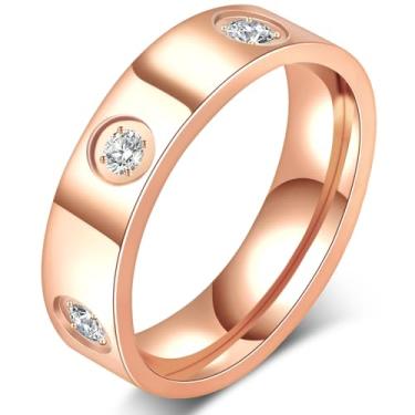 Imagem de Anéis de ouro da amizade para mulheres: aliança de casamento anel de ouro 18k zircônia cúbica anel de compromisso de aço inoxidável joias presentes de aniversário para mulheres, tamanho 6-10, Size 10, Metal, Zircônia cúbica