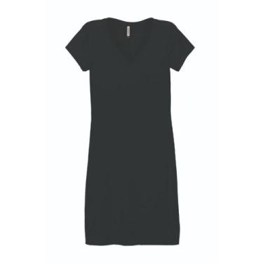 Imagem de Vestido Manga Curta Canelado Plus Size Marialicia Ref 052083, Preto, G