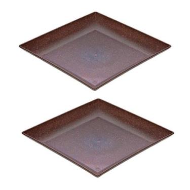 Imagem de 2un Petisqueira prato quadrado 24cm ecológico  marrom escuro - evo
