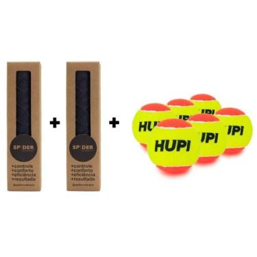 Imagem de Kit 02 Undergrip Spider + Bola Beach Tennis HUPI Pack 06 - spinner, Pr