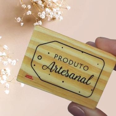 Imagem de Nova Carimbos - Carimbo Retangular 6x4 cm - Polímero com Base de Madeira - Carimbo para Tags