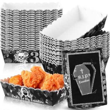 Imagem de Blushtier 60 bandejas de papel Death to My 20s Dirty Thirty Bandejas descartáveis de nacho 30 anos servindo barcos de comida para cachorros-quentes, lanches, churrasco, pipoca, tacos, batatas fritas,