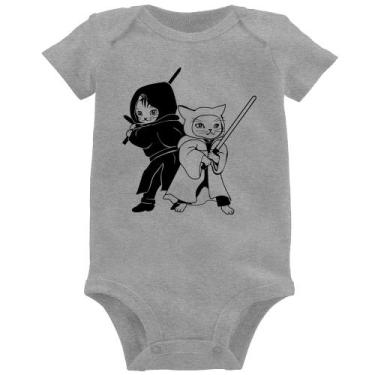 Imagem de Body Bebê Gatos Jedi - Foca na Moda, Cinza, M