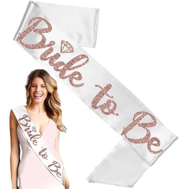 Imagem de Faixa de cabelo de cetim para noiva em ouro rosa – festa de despedida de solteira, decoração e suprimentos de chá de panela de noiva, A: Bride to Be (White - Rose Gold), One Size Fits Most