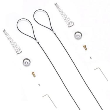 Imagem de TIBEGOLD Puxador de cabo de trava de portão, puxador de cabo acionado por mola, abridor de portão preto ajustável de 5 a 15 cm, compatível com travas Vatious Gate para portão de cerca de madeira,