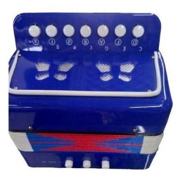 Imagem de Sanfona Infantil Acordeon Gaita 3 Baixos 7 Teclas Mini Azul - Fun Game