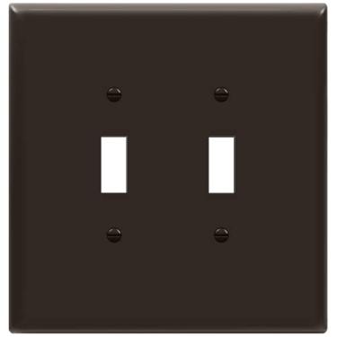 Imagem de ENERLITES Capa com interruptor duplo, placa de parede com interruptor de luz para dois aparelhos, tamanho grande 14 x 14 cm, termoplástico de policarbonato inquebrável, certificação UL, 8812O-BR, marrom