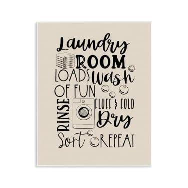 Imagem de Stupell Industries Design artístico de placa de parede tipografia mista frases lavanderia por Daniela Santiago, 28 x 35 cm
