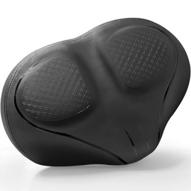 Imagem de Assento de bicicleta grande sem nariz confortável para bicicletas Peloton & Bike+, espuma viscoelástica larga e grossa, design de ranhura média, interior, exterior, exercício, substituição de almofada