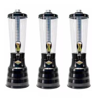 Imagem de Torre De Chopp Cerveja 3,5 L C/ 2 Refil Giratória Preta C/3 - BEER CHO