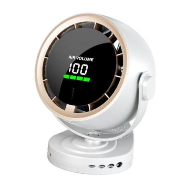 Imagem de IEUDNS Ventilador da mesa Fã portátil Display digital Digital Small Rechargable Air Colling Fan Fan Desktop Fan para acampamento Mesa do quarto da cozinha, Branco