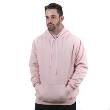 Imagem de Moletom Canguru Blusa de Frio com Capuz Lisa Masculino cor Rosa Bebê -