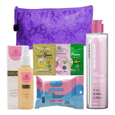 Imagem de Kit De Maquiagem Necessaire Agua Micelar Removedor Sachê