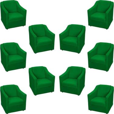 Imagem de Kit 10 Poltronas Decorativa Mila Pé De Plástico Cromado - Verde Suede