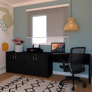 Imagem de Conjunto de Escrivaninha com Armário de Escritório Tonal 4 pt Preto