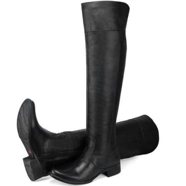 Imagem de Bota Feminina Over The Knee Em Couro Super Alta Cano Longo - Cla Clê, 
