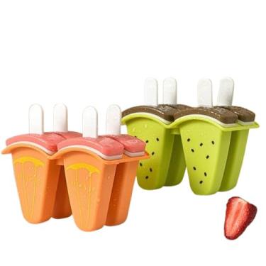 Imagem de Kit 2 Forma Molde Para Sorvete Picolé Molde Prático Com 4 Cavidades Com Palitos, Ideal Para Sorvete