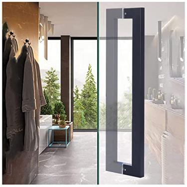 Imagem de Maçanetas e puxadores de porta de vidro, conjunto de puxadores de porta de dupla face de entrada de hotel, acabamento escovado, para madeira/chuveiro/porta de correr de celeiro/ouro/comprimento 120 cm