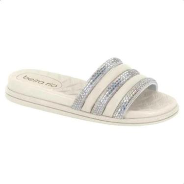 Imagem de Sandalia Beira Rio Feminina  Conforto Papete Strass Pedraria, 36, Auro