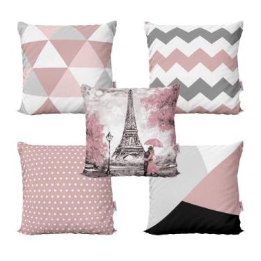 Imagem de Almofadas Decorativas Rosa Paris Zig Zag Para Sala 40X40 - Novadecora