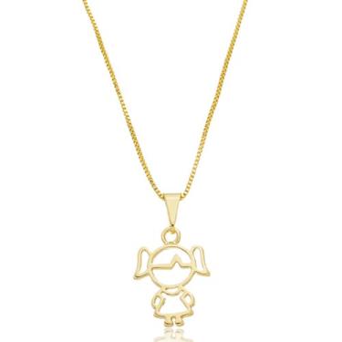 Imagem de Colar Semijoia Mãe Pingente 1 Menina Filha Banhado A Ouro 18k