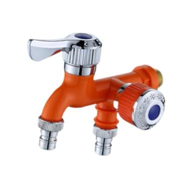 Imagem de Ｂｅｓｇａ Máquina de lavar roupa cabeça dupla fixado na parede pia bacia água dupla divisor para jardim, Laranja