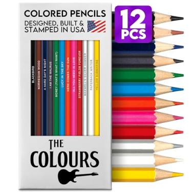 Imagem de Pun Labs Conjunto de lápis de cor The Colors para fãs dos Beatles – 12 lápis de paródia inspirados nos Beatles, núcleo macio para colorir adultos, conjunto de artistas, lápis de colorir profissionais