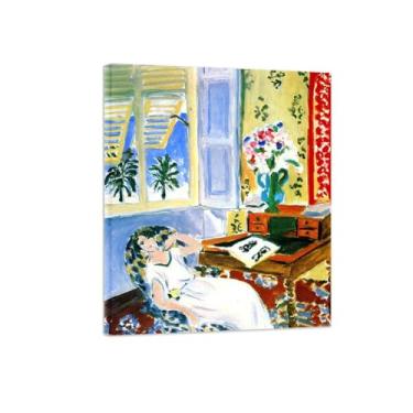 Imagem de Hneri Matisese Famosa Impressão em Tela - Imagens para Sala de Estar - Pintura de Arte de Parede - Interior Siesta-Reprodução Pronto para Pendurar Tela Embrulhada 20x25cm8x10in