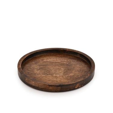 Imagem de BHAVATU Porta-castiçais de madeira de manga para casa de fazenda, cozinha, bancada, café, centro de mesa de casamento (25 x 25 x 2,5 cm)