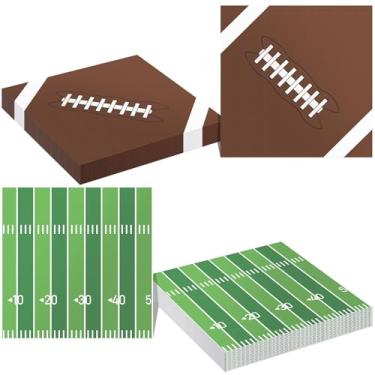 Imagem de Decorações de festa de aniversário de futebol, pacote com 50 guardanapos de futebol de papel descartáveis, suprimentos de lembrancinhas de festa com tema de futebol, decorações de superbowl, decoração