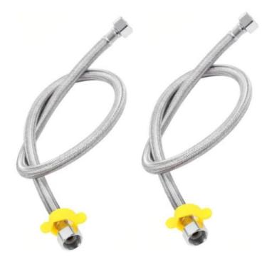 Imagem de Engate Rabicho Preto/Prata Flexível Mangueira Aço Inox 50cm 1/2 Polega