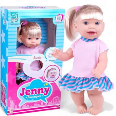 Imagem de Boneca Jenny Fala Inglês Interativa Educativa 31cm com Frases em Inglês – Brinquedo Bilíngue para Crianças a Partir de 3 Anos com bateria Inclusas