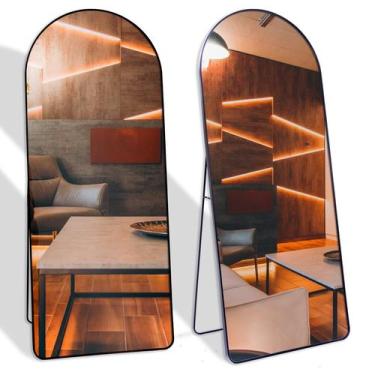 Imagem de Espelho Parede Grande Oval Arco Base Reta Corpo Inteiro 170x70 Moldura