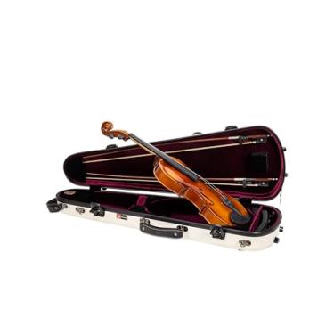 Imagem de Crossrock Capa de violino de fibra de vidro moldada para tamanho 4/4 | Acabamento branco brilhante leitoso | TSA Lock, alças de mochila, cobertor de veludo, armazenamento embutido