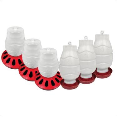 Imagem de Kit 3 Comedouro 3,5L Aves 12 furos e 3 Bebedouro Rosca 5L - AVIPET