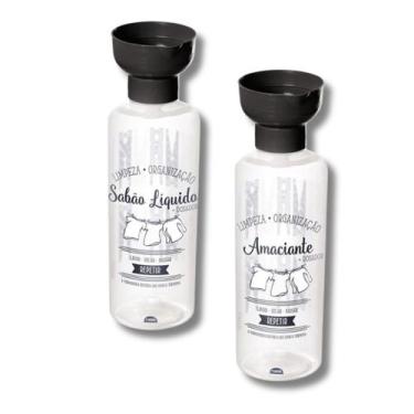 Imagem de Kit Lavanderia 2 Potes Sabão Liquido e Amaciante 970ml Plasútil