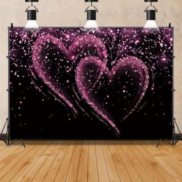 Imagem de ZARROUEA Pano de fundo de coração ligado ao coração, feliz dia dos namorados, fundo fotográfico, roxo, padrão de coração, dia dos namorados, aniversário, chá de panela, decorações de festa, faixa de