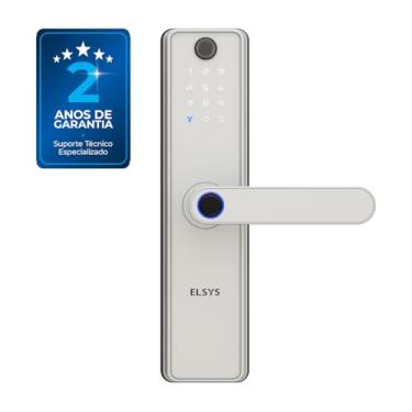 Imagem de Fechadura Digital de Embutir, Wi-Fi com Biometria, Elsys, SAX, Prata - Abertura via Biometria, Senha Numérica, Aplicativo, Campainha