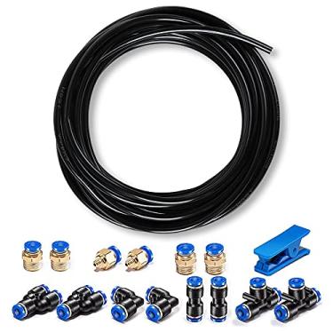Imagem de CGELE Tubo pneumático preto PU tubo mangueira de ar tubo Kit 6 mm OD 4 mm ID 4 pés/12 metros para linha de ar ou transferência de fluidos..