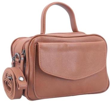 Imagem de Bolsa de Couro Baú Carol Bauarte, Caramelo