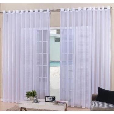 Imagem de Cortina Voal Branca Sala Ou Quarto 3,00X2,50 Ilhós Cromado - Confecçõe