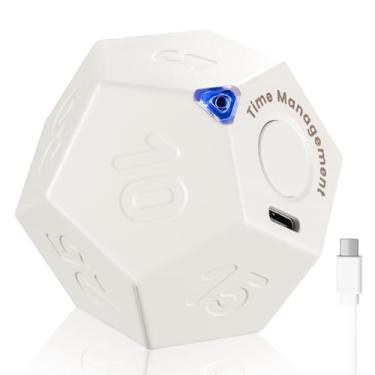 Imagem de KADAMS Pomodoro Cube Timer Produtividade - 11 Contagem Regressiva Predefinida, Ativação por Gravidade Flip-to-Start - Som Vibrador Silencioso Recarregável - Ideal para TDAH, Cozinha, Sala de Aula