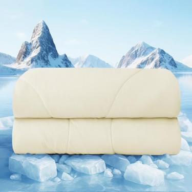 Imagem de Yuncojin Edredom refrescante tamanho solteiro, cobertores frios para dormir quente e suores noturnos, edredom leve lavável, suave, respirável, macio e confortável, verão amarelo.