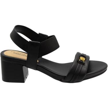 Imagem de Sandália Salto Médio Grosso Modare Elastico Feminina, Preto, 35