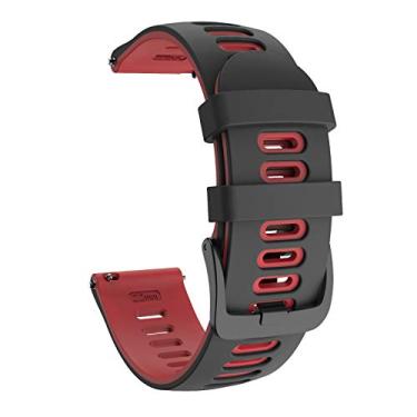 Imagem de OVERSTEP Compatível com pulseira de relógio Vivoactive 4, pulseira de liberação rápida de 22 mm para Garmin Vivoactive 4 Music/Forerunner 255/Forerunner 255 Music/smartwatch Venu, preto e vermelho