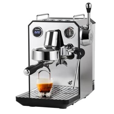 Imagem de Gemilai Máquina de café expresso Owl, máquina de café expresso semiautomática profissional de 15 bares com vaporizador de leite e reservatório de água removível de 1,5 l, visor duplo, G3006