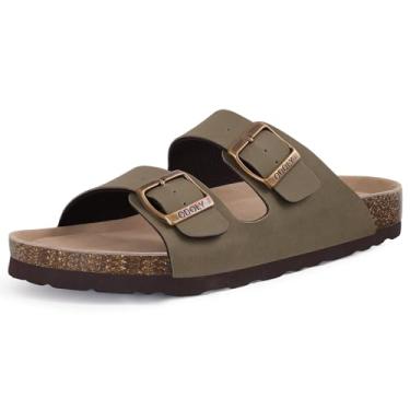 Imagem de ODOLY Sandália antiderrapante unissex com palmilha de cortiça, suporte de arco, sandálias de verão ao ar livre com fivela ajustável para mulheres e homens, Amêndoa Frost, 12.5-13 Women/11-11.5 Men